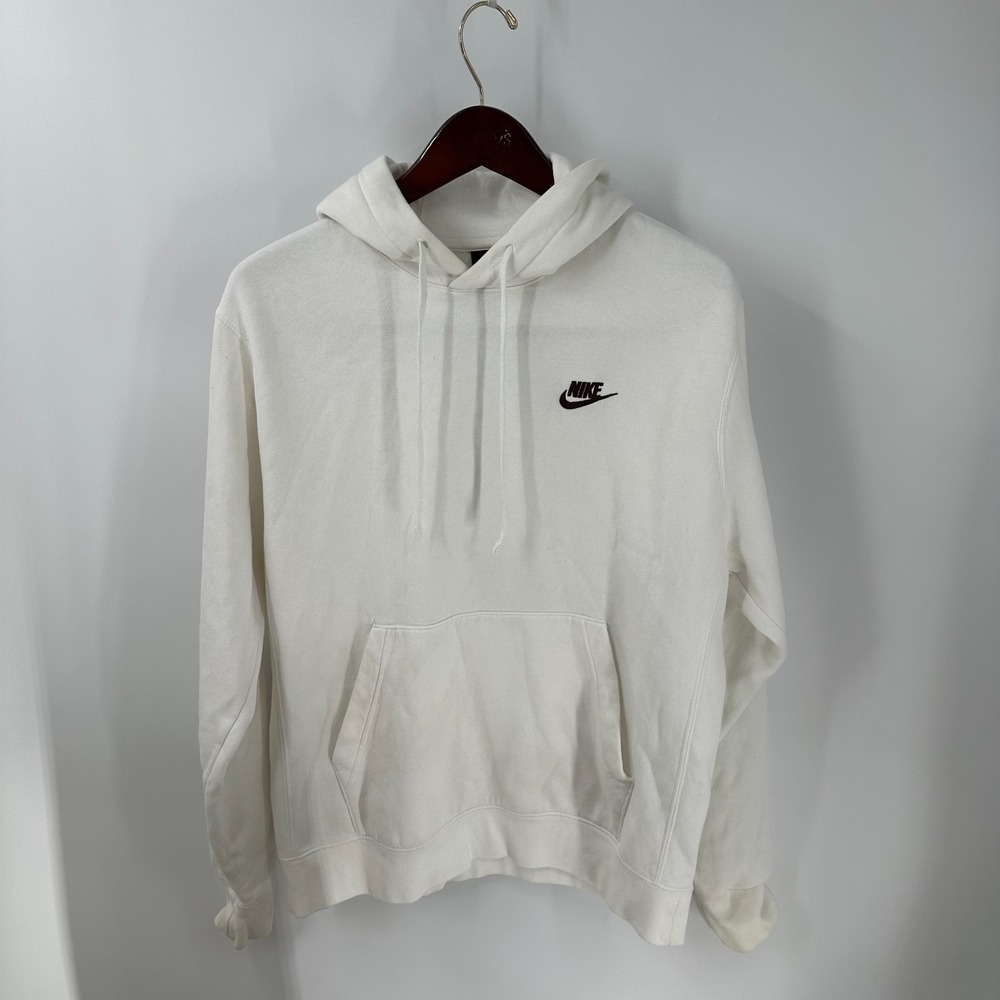 Nike‎ Sportswear Kangaroo Pocket Fleece Outdoor Pullover Hoodie White Size M